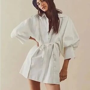 White Button-Up Shirt Dress